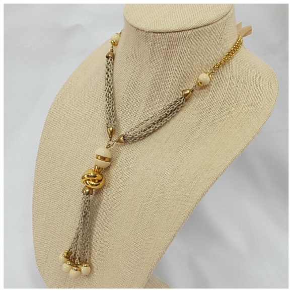 Goldtone rope style beaded extra long necklace - Picture 2 of 8